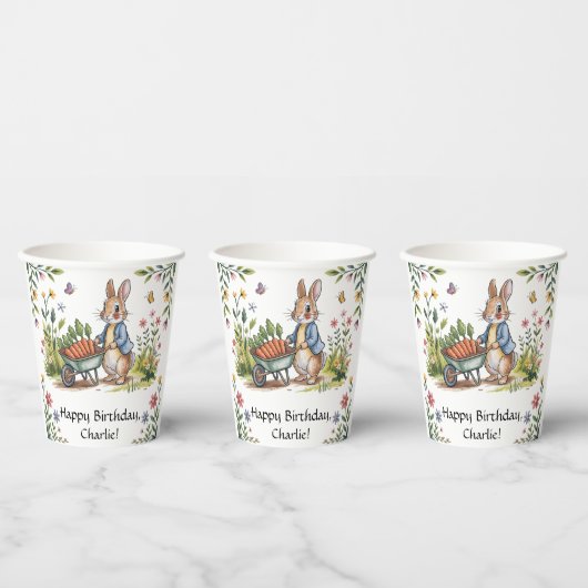Whimsical Garden Bunny Boy Birthday Bash Pappbecher (Multi)