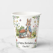 Whimsical Garden Bunny Boy Birthday Bash Pappbecher (Vorderseite)