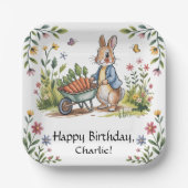 Whimsical Garden Bunny Boy Birthday Bash Pappteller (Vorderseite)