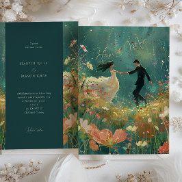 Whimsical Garden Dance - Aquamarine Hochzeit und K Einladung