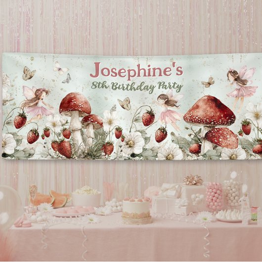 whimsical garden fairies birthday long custom banner