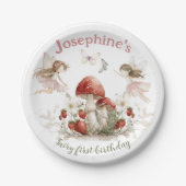 whimsical garden fairy first birthday girl pappteller (Vorderseite)