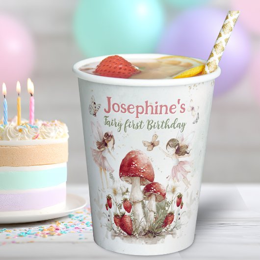 whimsical garden fairy first birthday girl small pappbecher