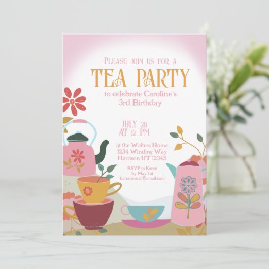 Whimsical Garden Fairytale Teezeremonie Party Einladung (Stehend Vorderseite)