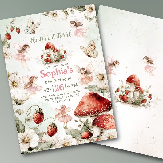 whimsical garden flutter and twirl fairy birthday einladung