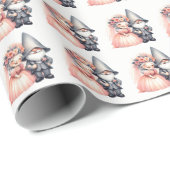 Whimsical Garden Gnome Bride & Groom Wedding Geschenkpapier (Rolleneckpunkt)