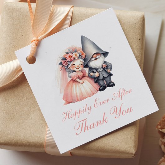 Whimsical Garden Gnome Orange Wedding Vielen Dank Geschenkanhänger