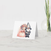 Whimsical Garden Gnome Summer Orange Wedding Karte (Vorderseite)