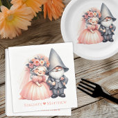 Whimsical Garden Gnome Woodland Orange Wedding Serviette