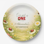 Whimsical Garden Lady Bug 1st Birthday Pappteller (Vorderseite)