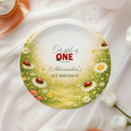 Whimsical Garden Lady Bug 1st Birthday Pappteller