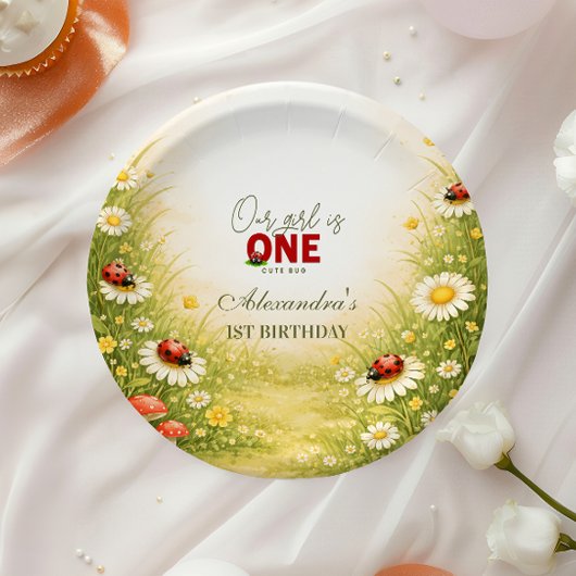 Whimsical Garden Lady Bug 1st Birthday Pappteller