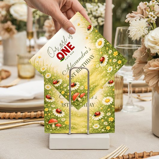 Whimsical Garden Lady Bug 1st Birthday Serviette