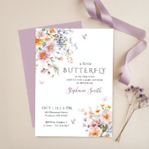 Whimsical Garden Lavendel-Schmetterling Baby Showe Einladung