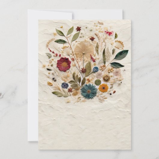 Whimsical Garden Pressed Blume Bohemisch Hochzeit Einladung (Rückseite)