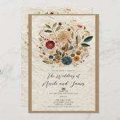 Whimsical Garden Pressed Blume Bohemisch Hochzeit Einladung (Vorne/Hinten)