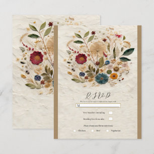 Whimsical Garden Pressed Flowers Bohemian Antwortk Einladung