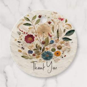 Whimsical Garden Pressed Flowers Boho-Hochzeit Geschenkanhänger