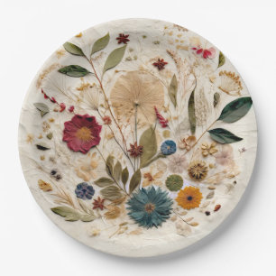 Whimsical Garden Pressed Flowers Boho-Hochzeit Pappteller