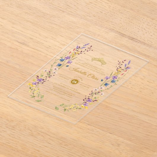 Whimsical Garden Quinceañera Akryllische Einladung (Ablage )