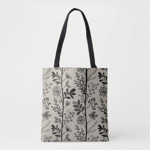 Whimsical Garden Reverie Schwarze Florale Silhouet Tasche