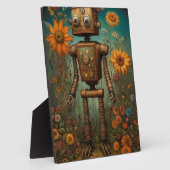 Whimsical Garden Robot | Digital Art Tabletop Fotoplatte (Seite)