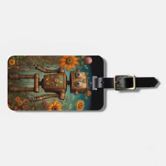 Whimsical Garden Robot | Digitale Kunst Gepäckanhänger (Vorderseite horizontal)