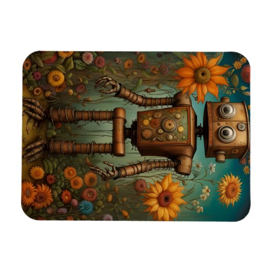 Whimsical Garden Robot | Digitale Kunst Magnet (Horizontal)
