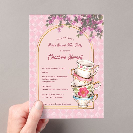 Whimsical Garden Tea Party Bridal Shower Acryleinladungen (Insitu (Handheld))