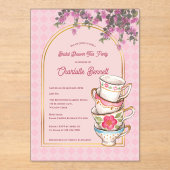 Whimsical Garden Tea Party Bridal Shower Acryleinladungen (Vorderseite)