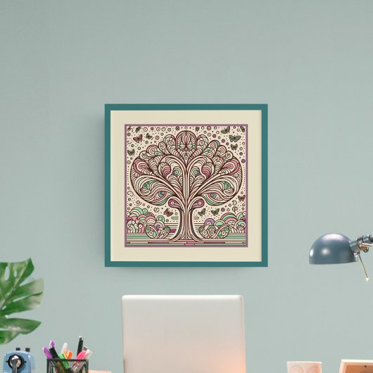 Whimsical Garden Tree: Art Nouveau Symphony Poster