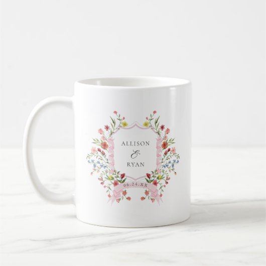 Whimsical Garden Wedding Wappen Monogram Kaffeetasse (Links)