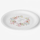 Whimsical Garden Wedding Wappen Monogram Pappteller (Schrägansicht)