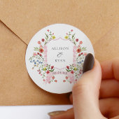 Whimsical Garden Wedding Wappen Monogram Runder Aufkleber