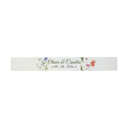 Whimsical Garden Wild Blume Summer Wedding Einladungsbanderole (Flach)