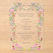 Whimsical Garden Wildblume Classic Wedding Acryleinladungen (Vorderseite)