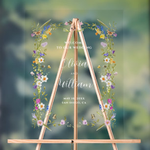 Whimsical Garden Wildblume Hochzeit Willkommen Acrylschild