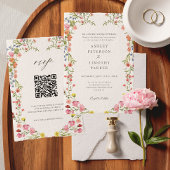 Whimsical Garden Wildblume Wedding QR Code Einladung