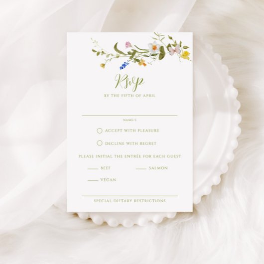 Whimsical Garden Wildblume Wedding RSVP Karte