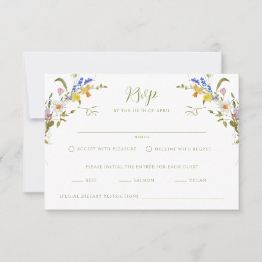 Whimsical Garden Wildblume Wedding RSVP Karte (Vorderseite)
