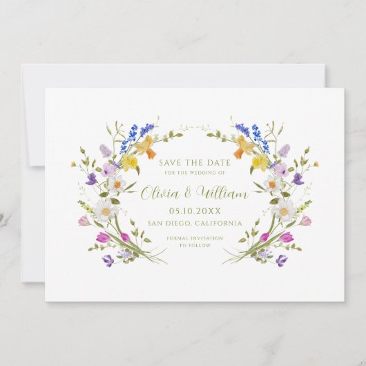 Whimsical Garden Wildblume Wedding Save The Date (Vorderseite)