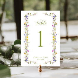 Whimsical Garden Wildblume Wedding Tischnummer
