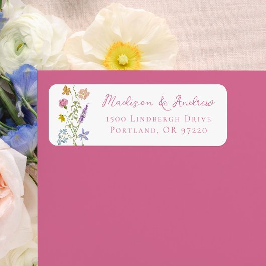 Whimsical Garden Wildflower Hochzeit Rücksendeadre