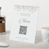 Whimsical Garden Wildflower QR-Code Hochzeitsmenü Sockelschild (In SItu)