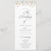 Whimsical Garden Wildflower Tea-Length Hochzeit Programm (Vorderseite)