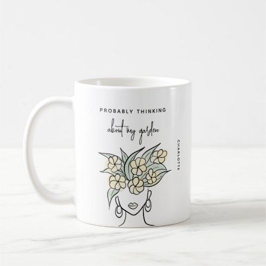 Whimsical Gardene Yellow Floral Personalisiert Kaffeetasse (Links)