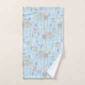 Whimsical Gardener Muster auf Blue Badhandtuch Set (Handtuch)
