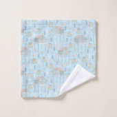 Whimsical Gardener Muster auf Blue Badhandtuch Set (Waschlappen)