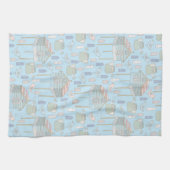 Whimsical Gardener Muster auf Blue Geschirrtuch (Horizontal)