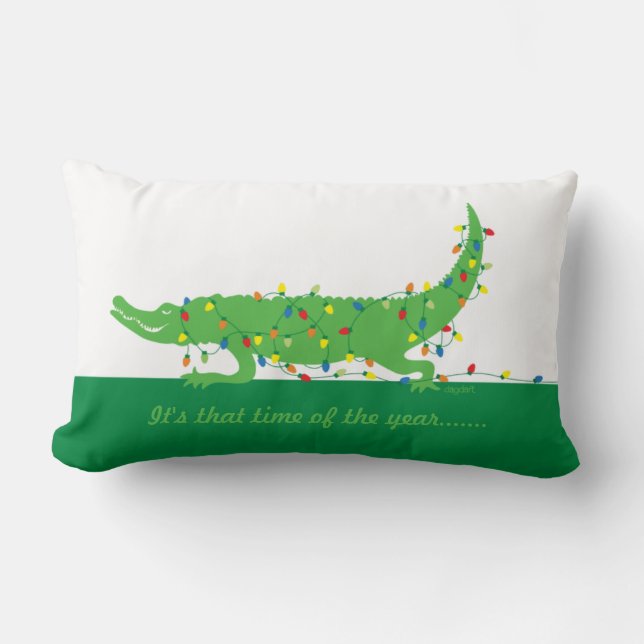 Whimsical Gator in Lights Throw Kissen (Vorderseite)